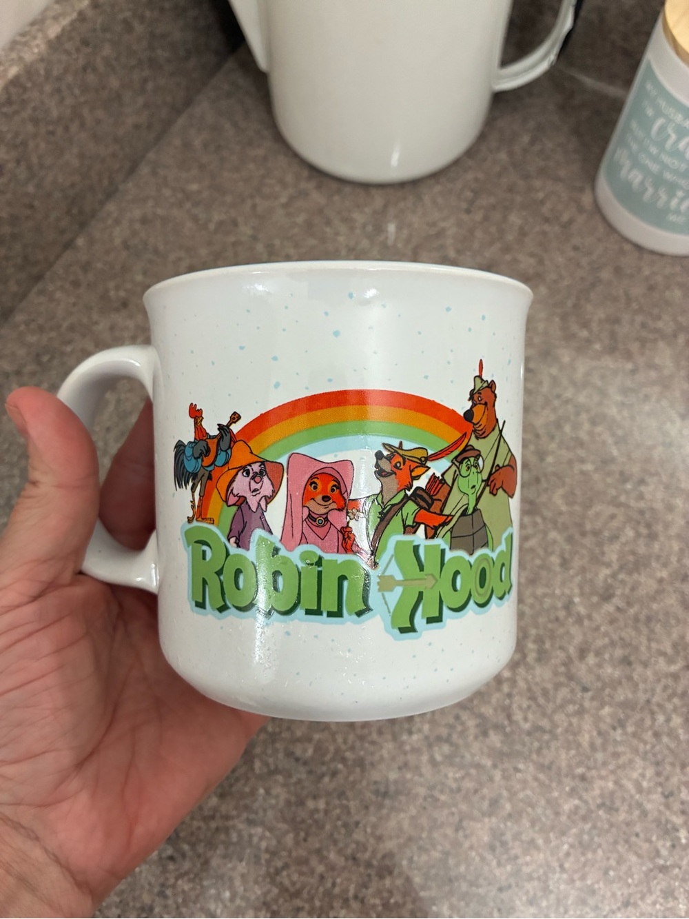 Disney Robin Hood Rainbow Ceramic Mug - White with Green Logo